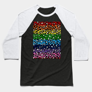 Rainbow Stripes Leopard Print Spots Baseball T-Shirt